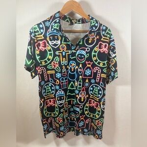 Ugly Christmas Neon Print Polo Shirt